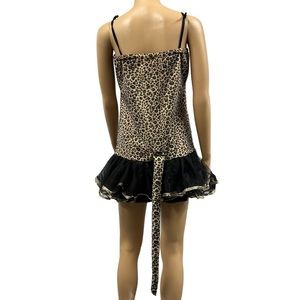 Leopard Print Mini Dress Detachable Tail Halloween Costume Cosplay Womens Medium